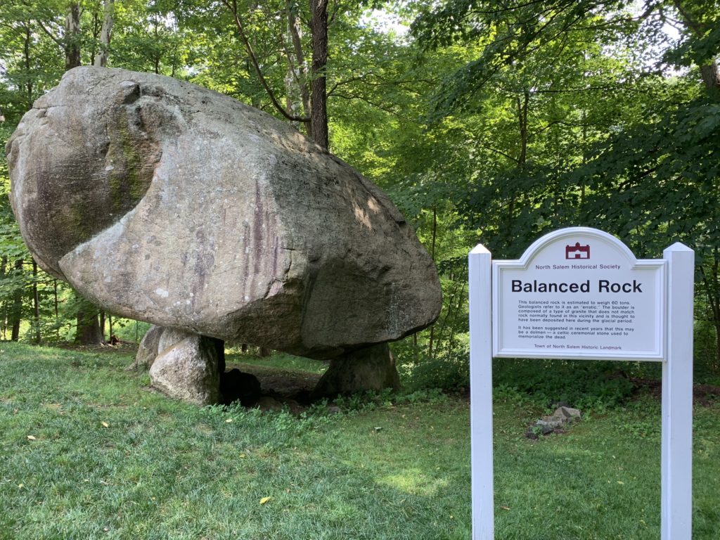 Balanced Rock with sign, North Salem, NY