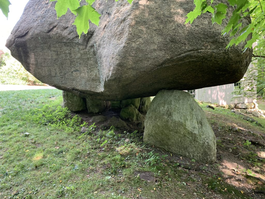 Close-up view of rear of Balanced Rock, North Salem, NY